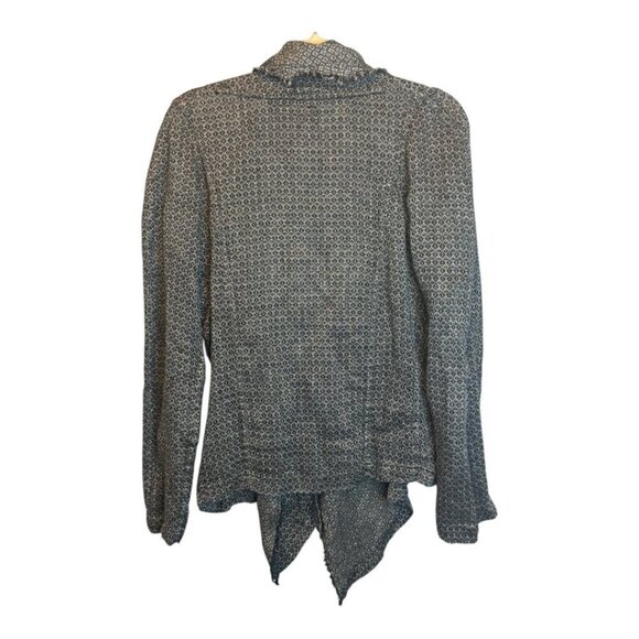 Flax‎ Cardigan Women's Size Small Linen Black White - Picture 2 of 4